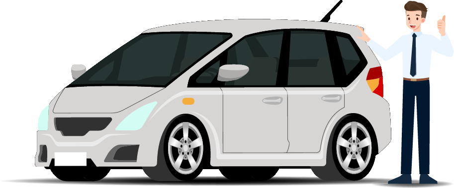 Man giving thumbs up beside a car